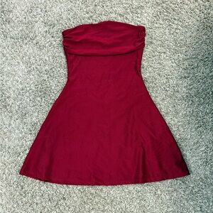 Windsor Red Strapless Ruched A-line Dress for Weddings